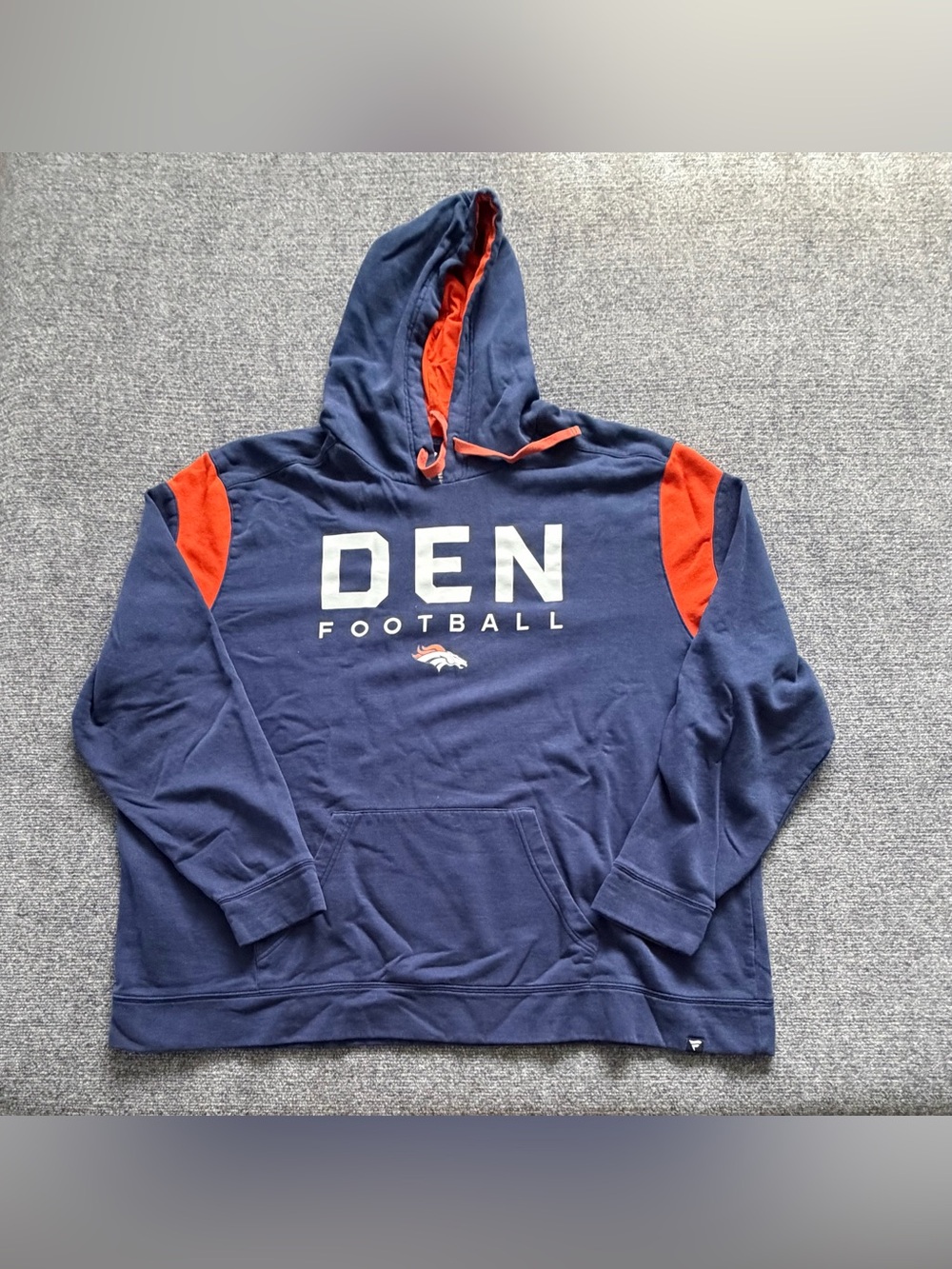 Denver Broncos Fanatics Hoodie Mens 4XL Navy Orange NFL Football Pullover